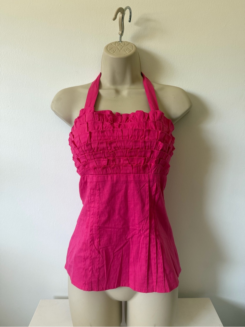y2k Hot Pink Halter Ruffle Top
